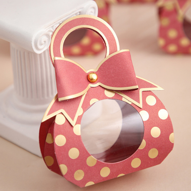 5st mini presentväskor Bow Packaging Bag Wedding Favor Distributions Bags Christmas Candy Packaging Box Mini Handväska