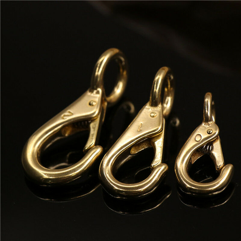 1 x solid mässing Snap Hook Fixed Eye Trigger CLASP FÖR LÄDER Craft Bag Strap Belt Horse Gear Marine Pet Rep Leases Clips