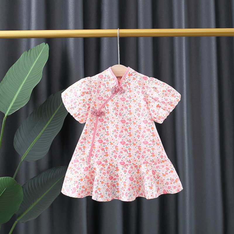 Bébé floral Qipao Girl Robes