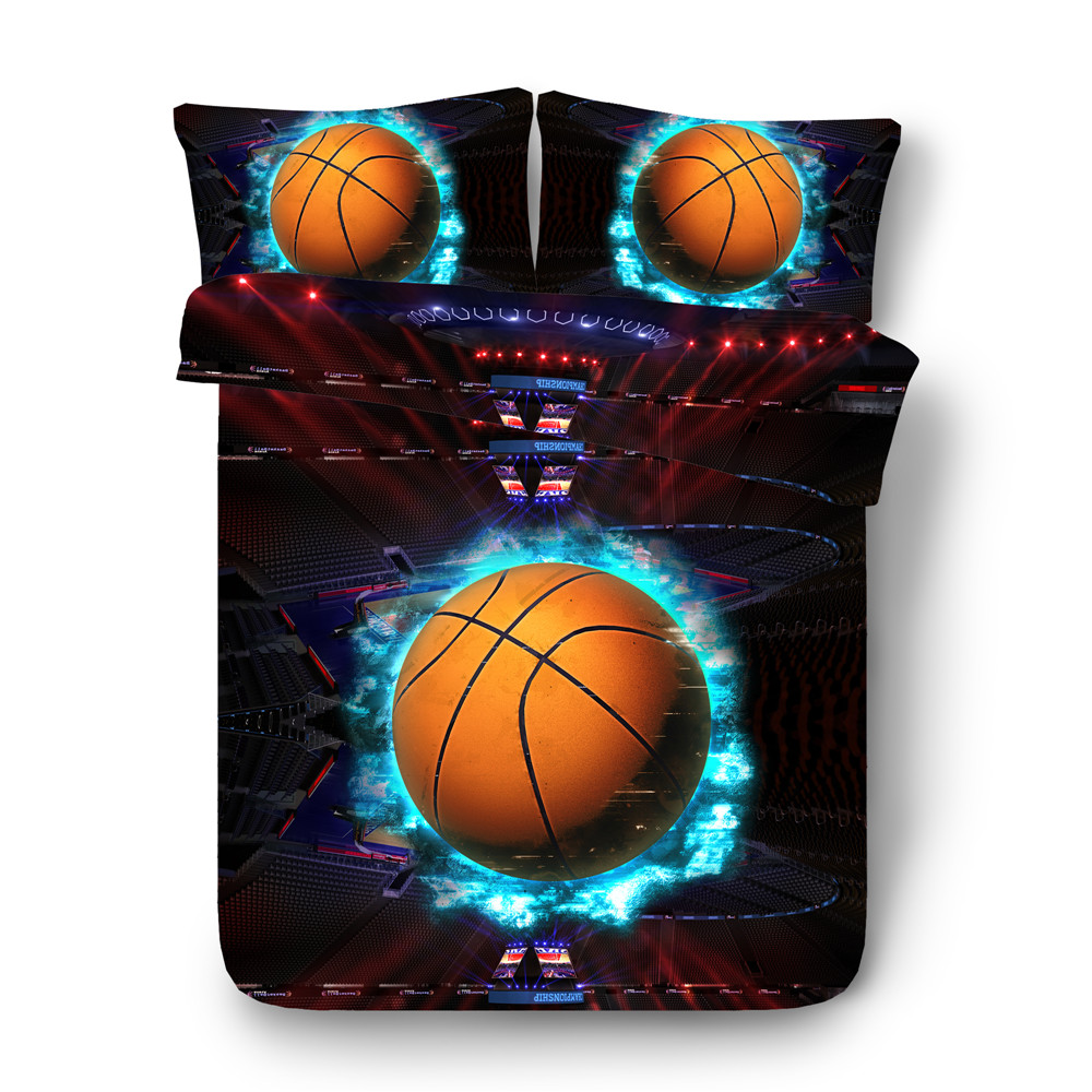 sports bed linens for boys teens galaxy basketball football bedding Full single duvet cover set king size sheets kids