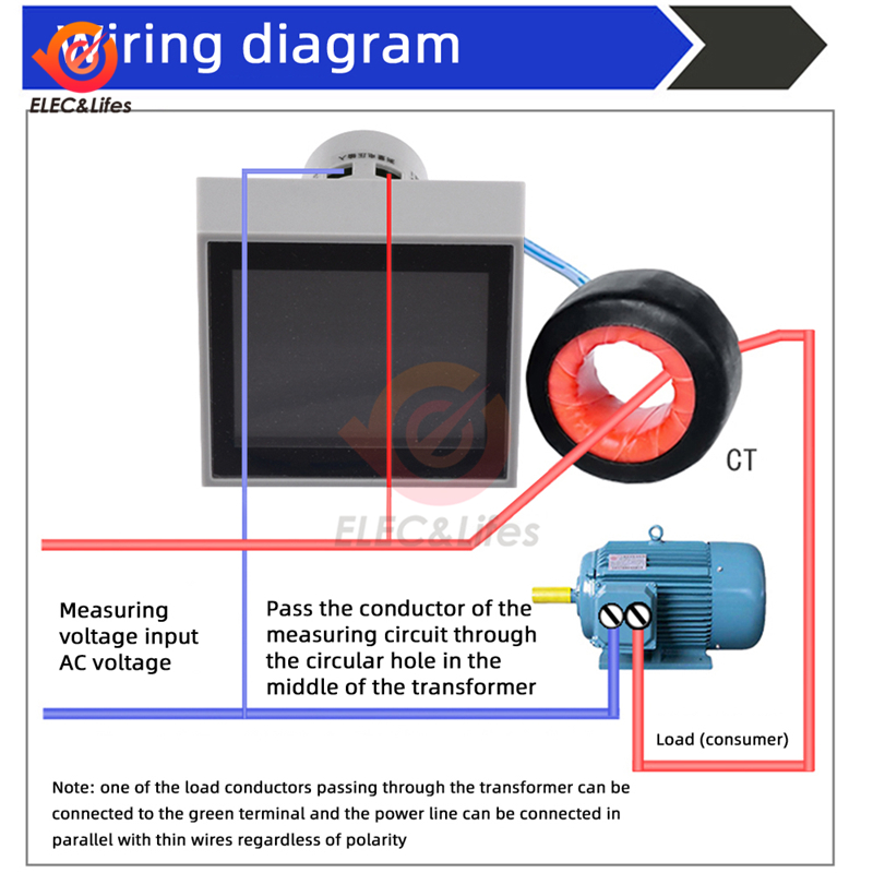 Monitor AC LCD 110V 220V 100A Współczynnik mocy prądu Aktywne KWh Electric Energy częstotliwości Miernik Volt Wolt