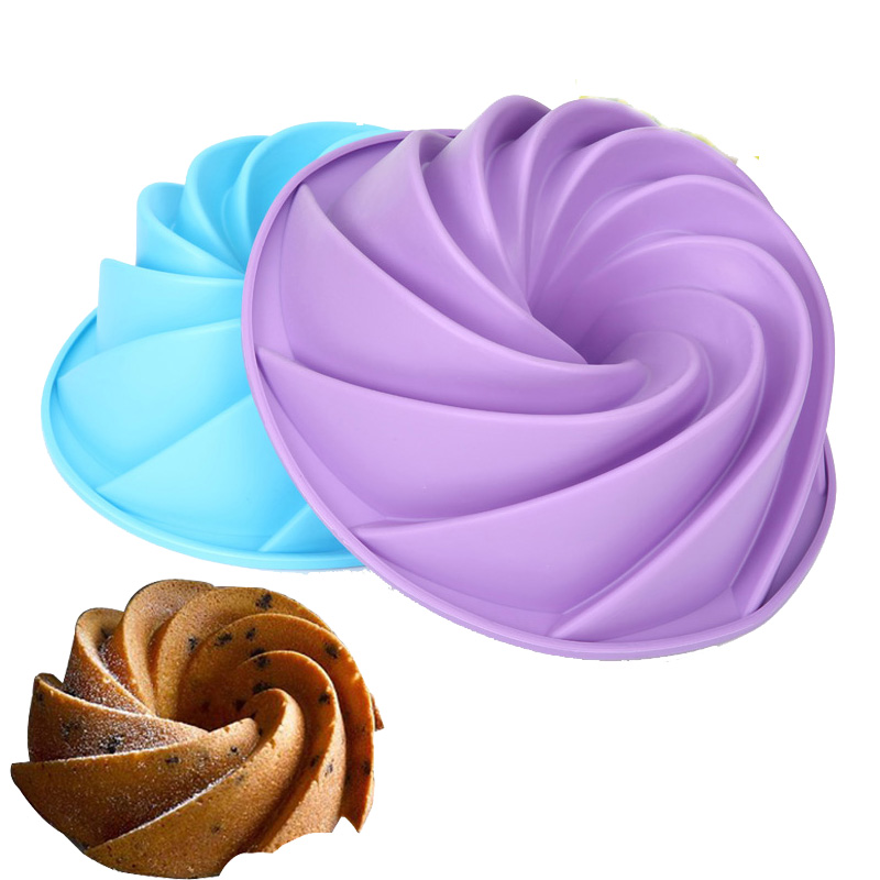 DIY Large Spiral Shape Silicone Cake Pan 10- inch Bread Bakeware Mold baking Tool Cyclone Shape Cake Mould DIY Baking pan