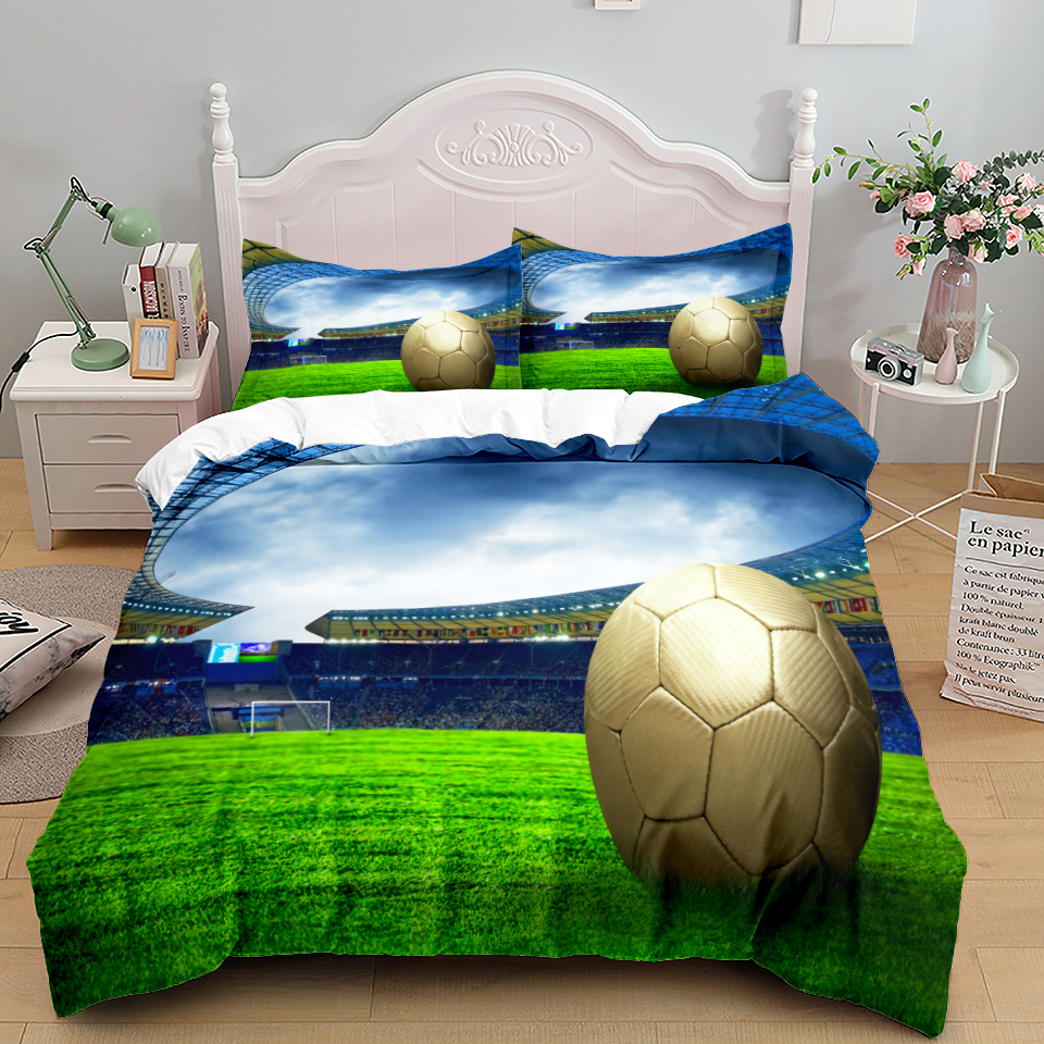 Football Bedding Set 3D Soccer Printed Boys Duvet Cover 135 Single Nordic Child Quilt Bed Cover Set Queen King Size Bedspreads