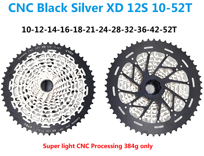 Cydy Bike Freewheel Cassette XD 12S 10-50T / 10-52T SRAM XD Cassette 12 vitesses Freewheel MTB BICYLE CNC CNC Super Light 371G