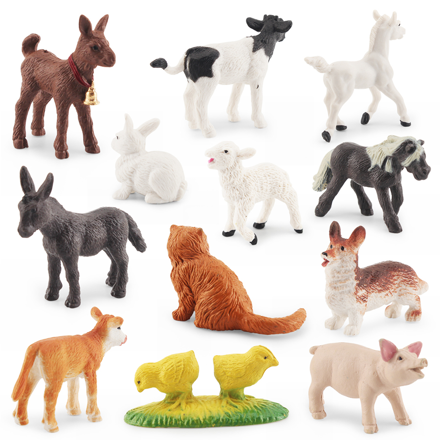 Figurines d'animaux de ferme réaliste réaliste CAKETOPPER TOUET SET PASSER EGUS POURTURE ANNIVERSAIRE PARTIVE BIRLOT