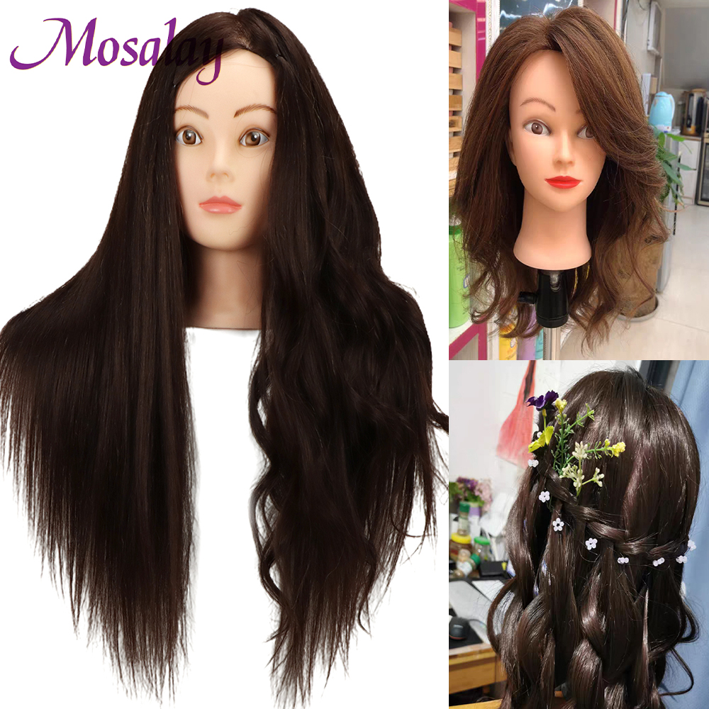 50% Human Heuv Hair Mannequin Head avec support avec épaule pour la coiffure de style coiffeur Polaire de pratique professionnelle