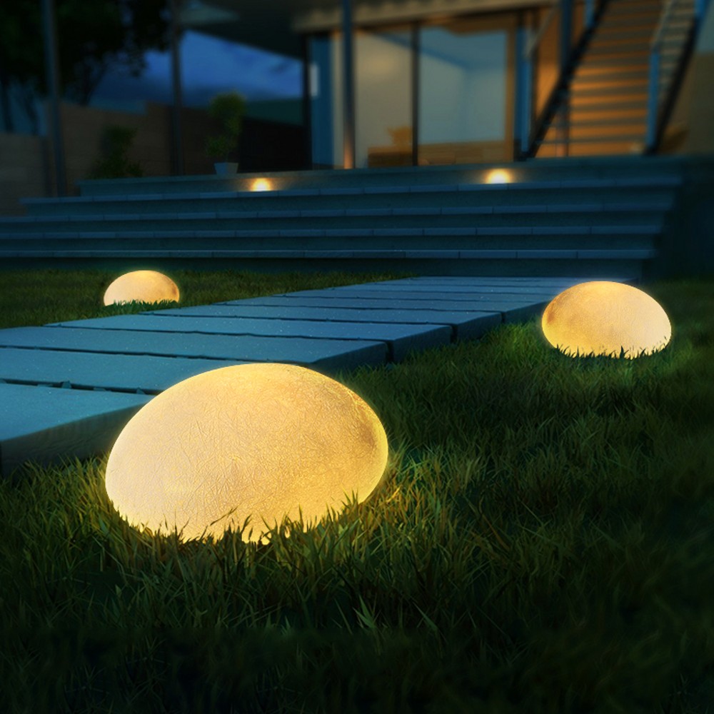 Wasserdichte eiförmige Outdoor -Leuchten LED wiederaufladbare leuchtende Kieselsteine leuchten in Steinen Lampen Landschaftsweg Terrasse Rasenhof Dekor