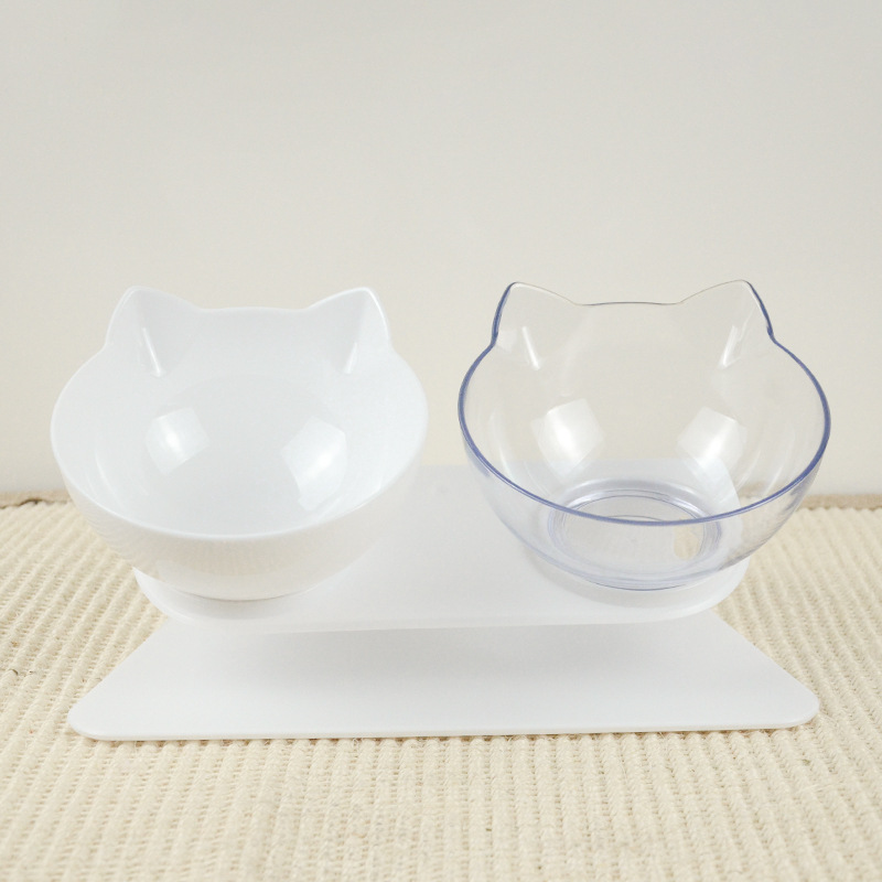 Cat Double Bowl Cat Bowl Dog Bowl Non-Slip Food Bowl med upphöjd stativ Kattfodervattningstillbehör Dog Feeder Pet Supplies