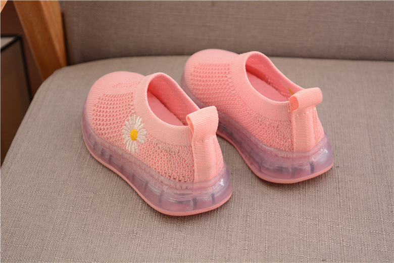 Kinderluftgnade LED LEG SPORTSUSSUHE SOMMER AMMABLE Jungen Mädchen Luminöse Daisy Blumen -Sneaker Kinder Kleinkind Baby XZ19094