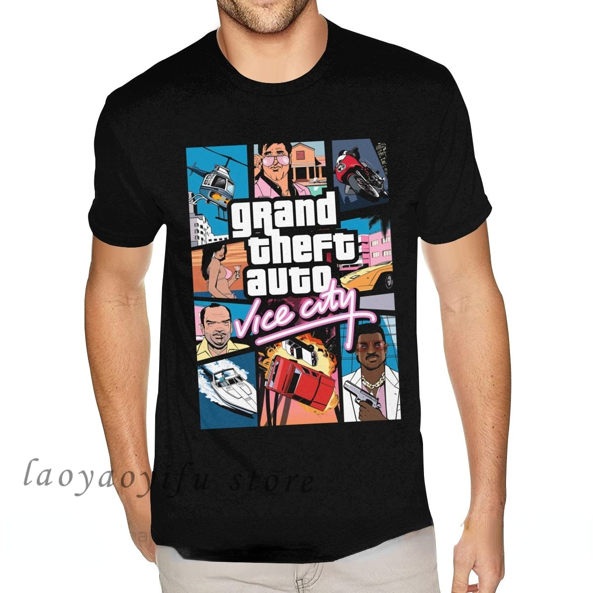 Game Grand Theft Auto Vice City T Shirt GTA Graphic Tshirts Shirt Mens Casual Graphic Oversized T Shirt Ropa Hombre Camisetas