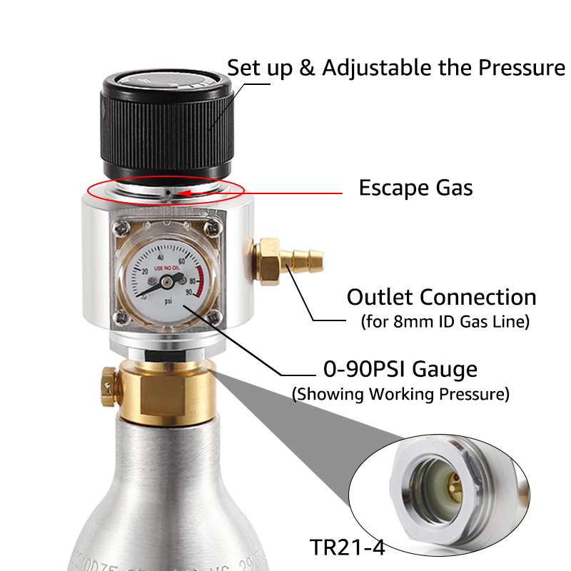 CO2 Mini Gas Charger 0-90 PSI Gauge for Soda Water Beer Kegerator Beer Homebrew Home Brew CO2 Regulator Charger Kit