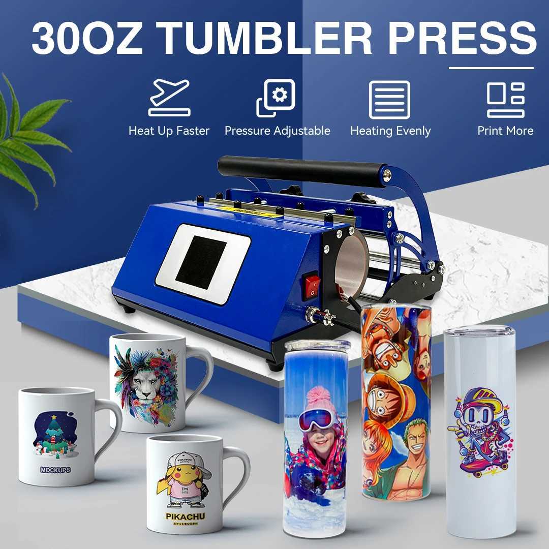 Kupalar Tumbler Kupa Isı Pres Makinesi 11oz-30oz Dokunmatik Ekran Yüceltme Düz boş sıska bardak cam transferi otomatik baskı makinesi 240410