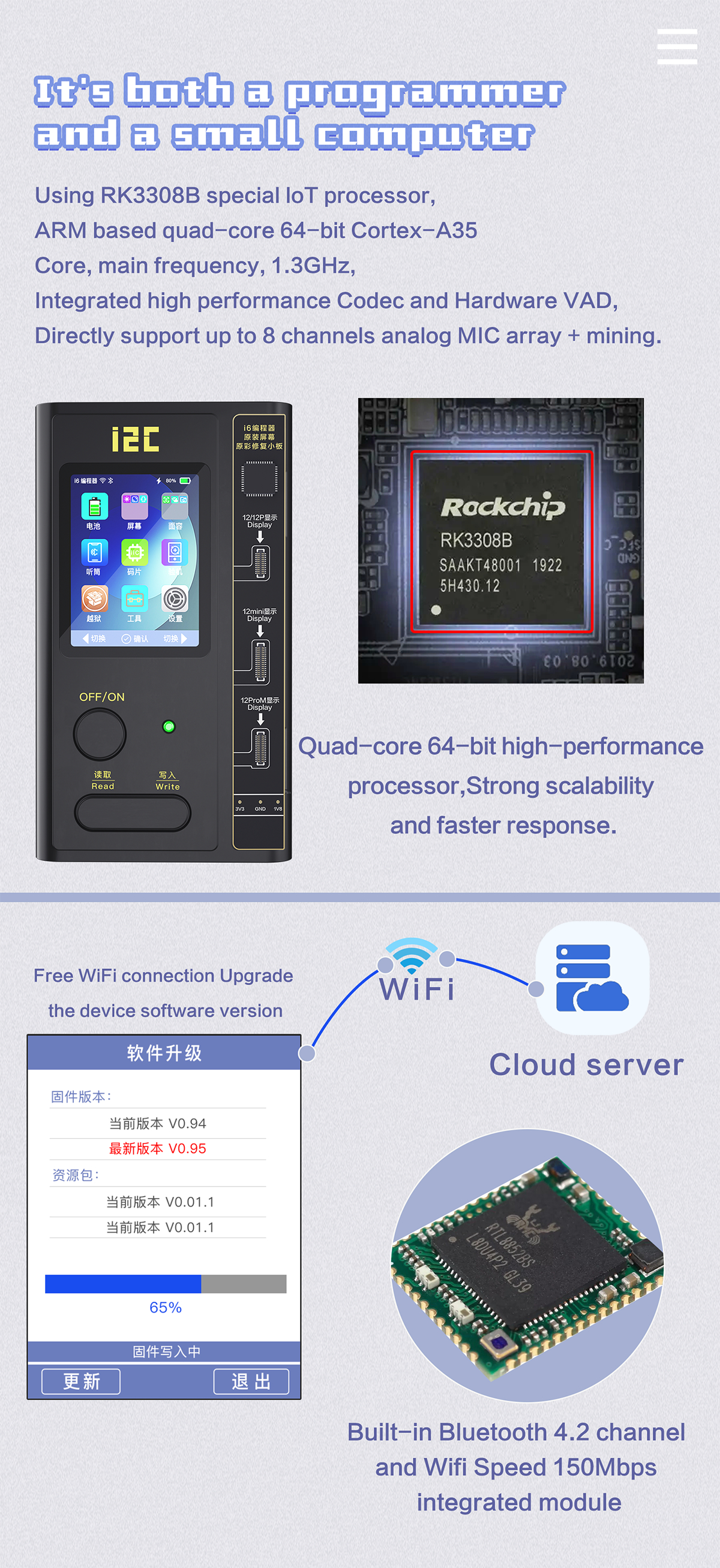 I2C i6 ID FACE ID Programador Inteligente para iPhone 6-13 Pro Max Screen LCD LCD Cor de impressão digital de impressão digital original Reparação da matriz