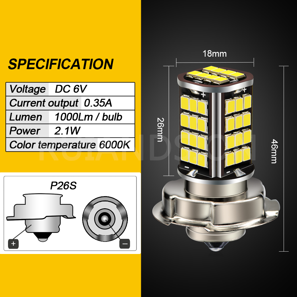 Motorbike moto P26S 3030 56SMD LED Headlight Head Scooter Moto Fog Lampe pour scooter MOPED BLANC 2,7W LED 6V 12V 960LM