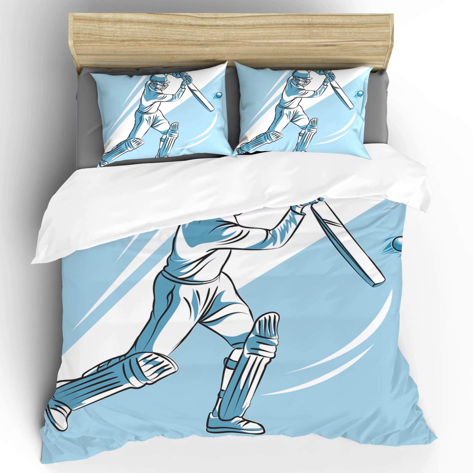 Cricket dekbedoverkapset Abstract sportpatroon Beddengoedset Microvezelspeler Speel Game of Cricket Double Queen Quilt Cover