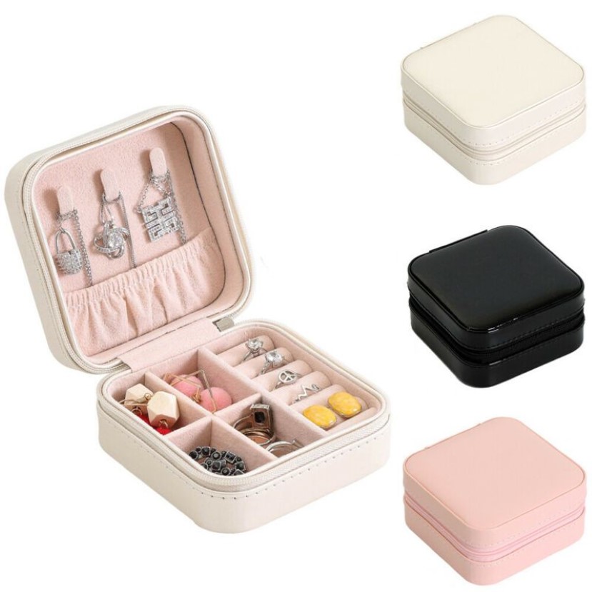 Frauen Schmuckschachtel Reise Kosmetische Halskette Ring Hülle Reißverschluss Schmuck Organizer Display Mini Box PU Leder wasserdicht252u