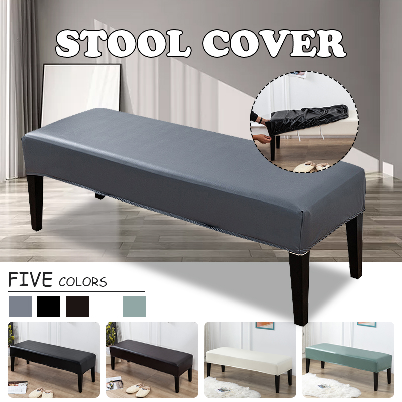 Waterproof PU Leather Bench Cover Anti Dust Rectangle Piano Bench Protect Elastic Slipcover Sofa Stool Ottoman Covers