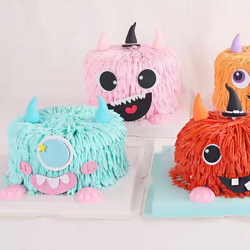 Halloween gâteau topper mignon monster gâteau drapeaux noirs joyeux anniversaire baby shower mariage fête de cuisson décor