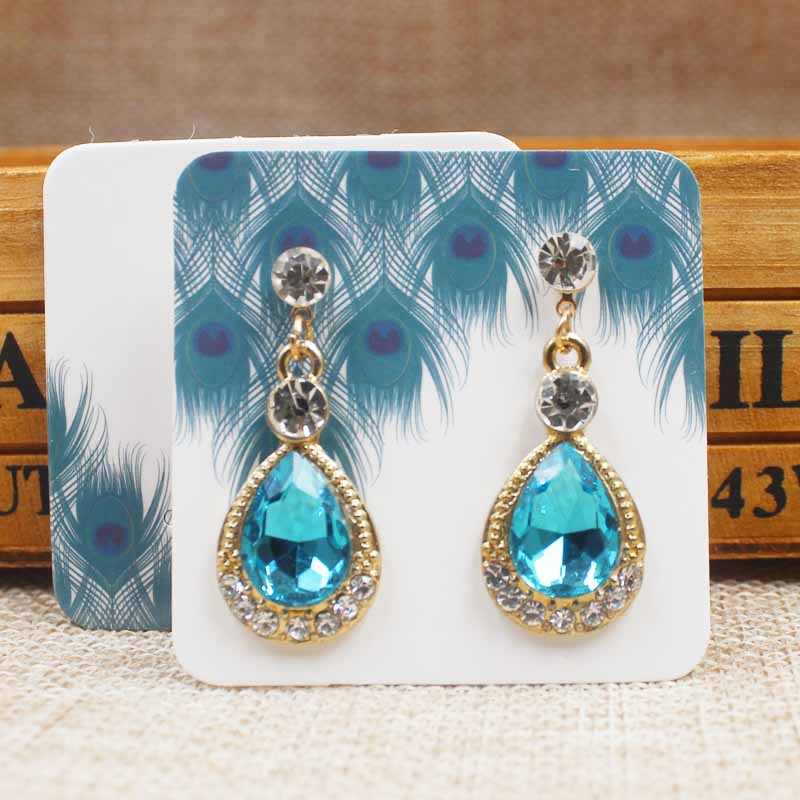 /5*5cm full color print earring display card tag paper marble/flower/dreamcatcher earring package hang card tag label