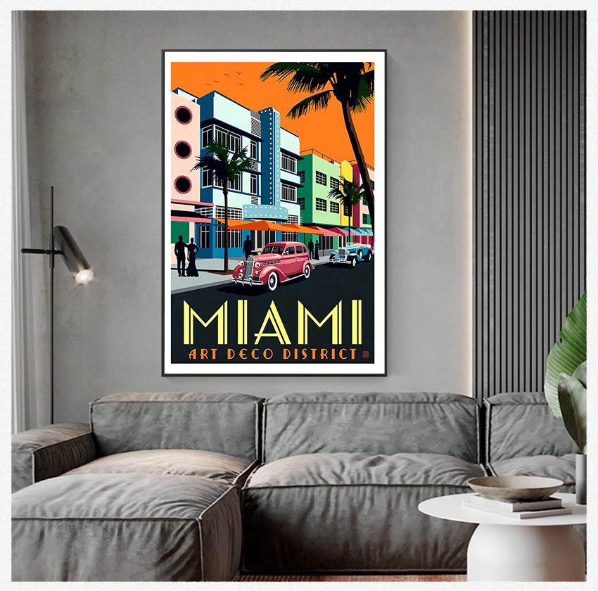 Målningar vintage vägg kraft affischer belagda vägg klistermärken hem dekor bilder vintage florida miami strand amerika resor canvas