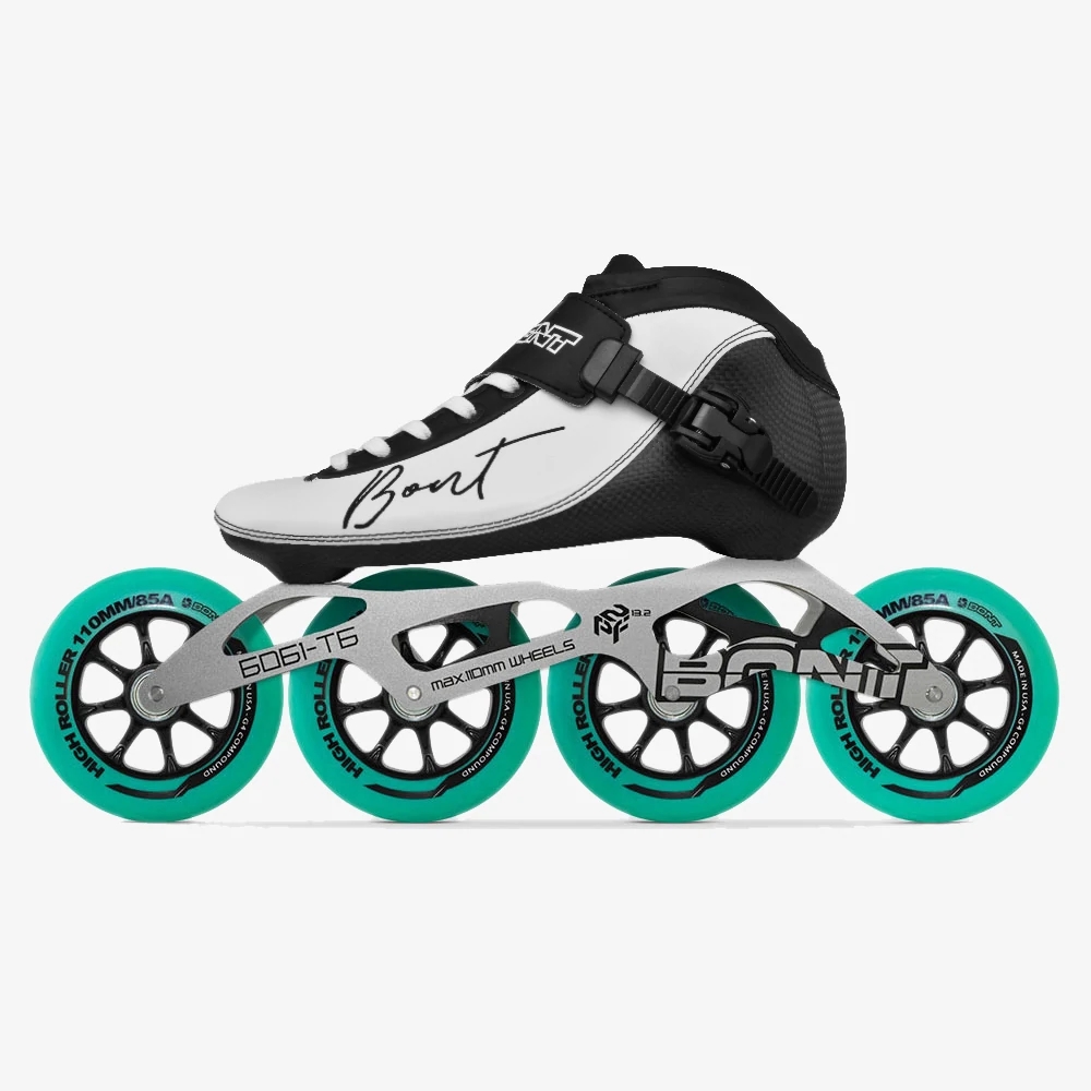 100% d'origine Bont Bnt Speed Inline Skates 2pt HEATMoldable Carbonfiber Boot 4 * 90 / 100/110mm 6061 Patines de rouleau à rouleaux élevés