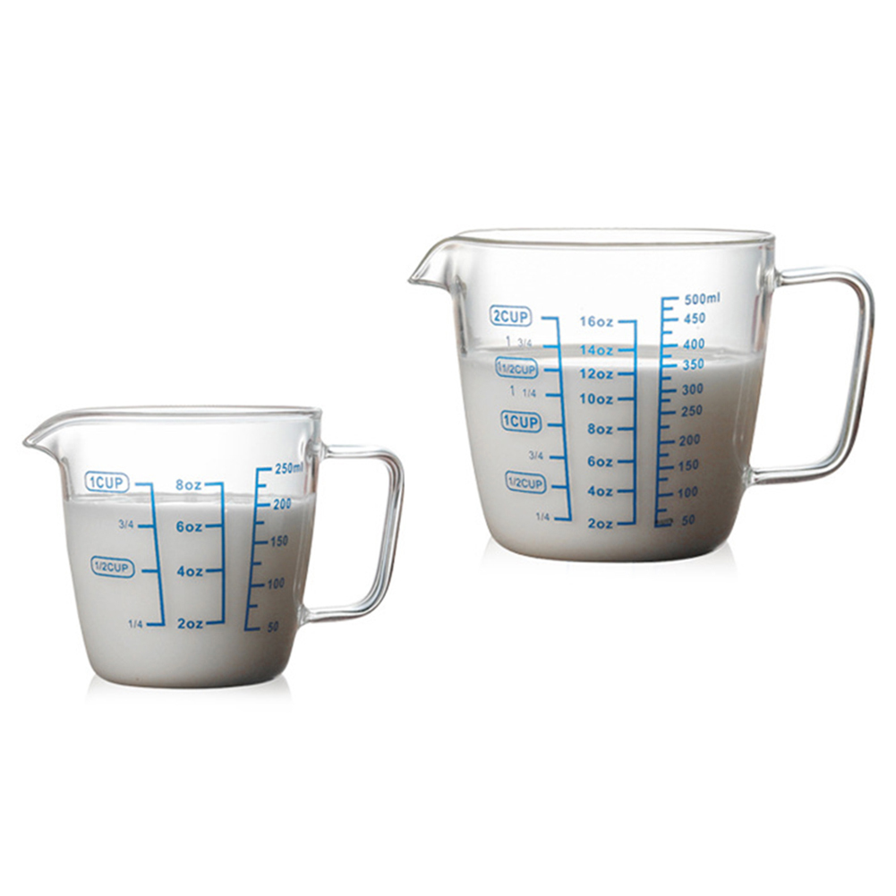 250ml/500ml Heat-resisting Premium Reinforced Glass Measuring Cup Milk Scale Microwave Measure Jug with blue Measurement Digital