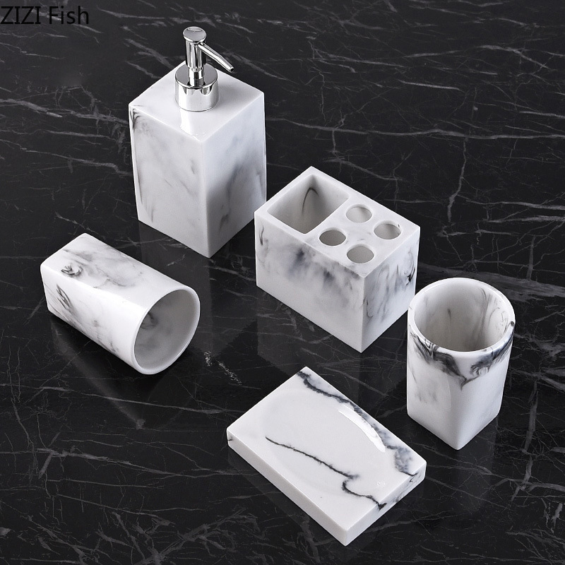 Noordse hars zeepdispenser en mondwater beker set wassen kit hotel hand sanering fles zeep schotel huizen badkamer accessoire set