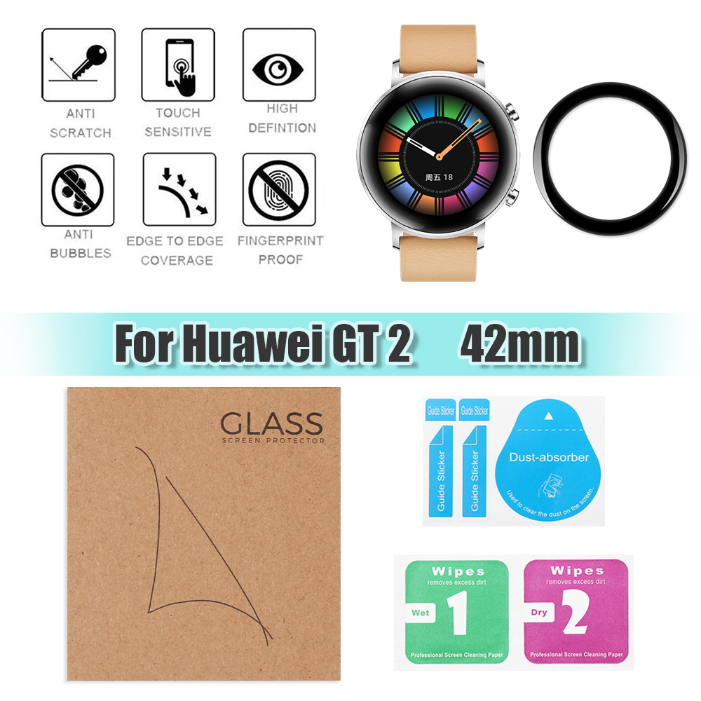 New 3D Full Edge High Quality Fibre Glass Protective Film Smart watch Screen Protector Accessories For Huawei GT 2 Watch 42mm