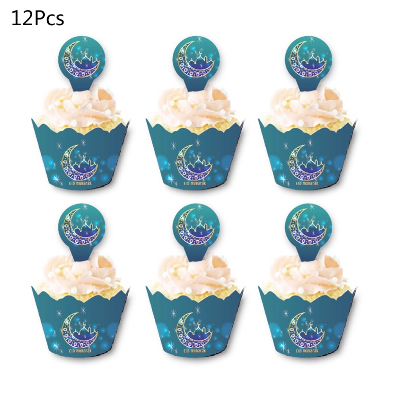 / set eid mubarak cupcake toppers gâteau tasses emballages festival du Ramadan décoration de fête musulman islamique