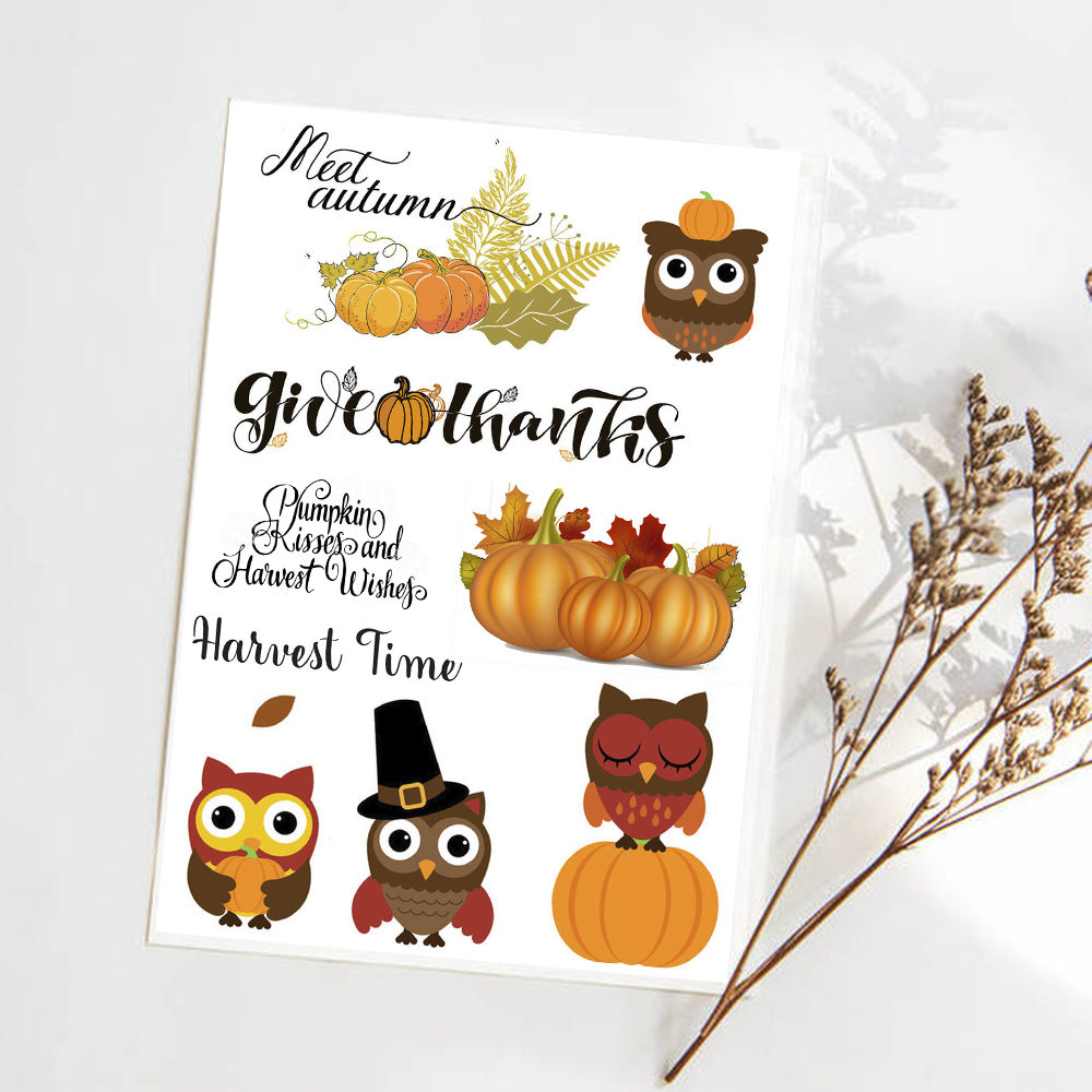 AZSG Thanksgiving Owl / Pumpkin / Fall Friendship Clear Stamps Clear For DIY Scrapbooking Carte Making Album Decorative Silicone Seal Craft