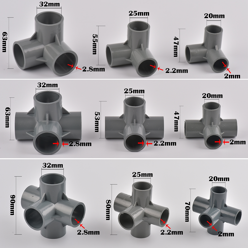 Diâmetro interno 20/25/32mm 3-Way/4-Way/5 vias