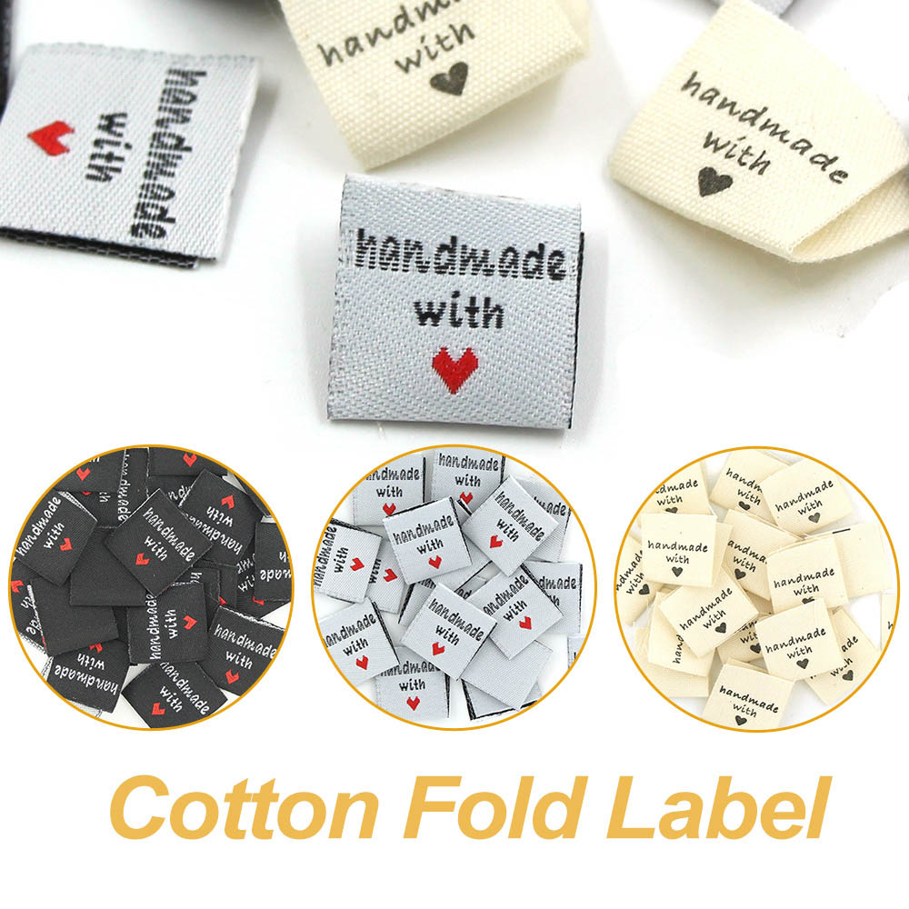 Zwart wit beige kleding tags handgemaakt met liefde labels voor hoeden