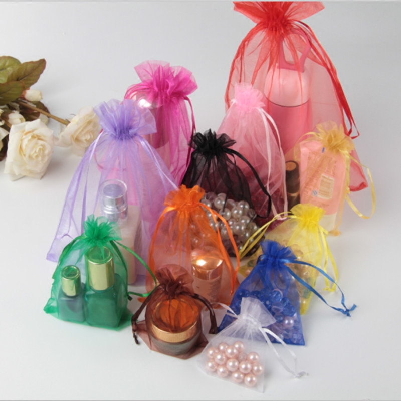 9x12cmOrganza Jewelry Bags Drawstring Gift Bags Christmas Halloween Gift Packaging Bags Wedding Candy Box Chocolate Bag