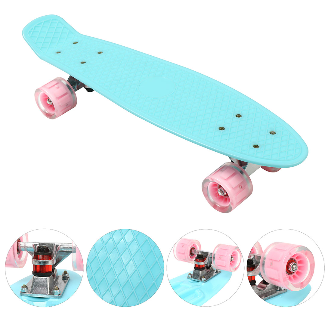 22 Inches Four-wheel Mini Longboard Pastel Color Skate Board Skateboard with LED Flashing Wheels Skateboard Deck kid Adult