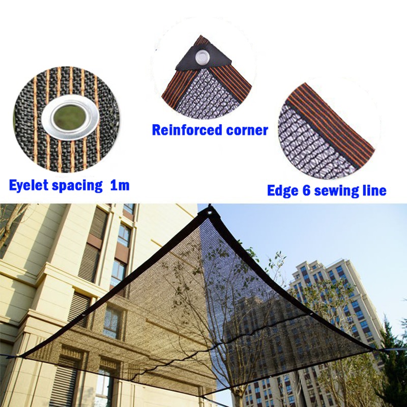 3/6/12Pin Black Sunshade Net Anti-UV Greenhouse Plants Shed Shading Mesh Garden Privacy Screen Fence Cover Car Awning Sun Shade