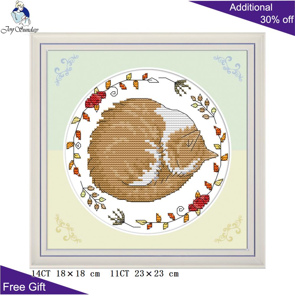 Joy Sunday Hibernate Animal Cross Stitch DA401 DA402 DA403 DA404 Home Decor Hibernate Fox Deer Cat Squirrel Cross Stitch Kit