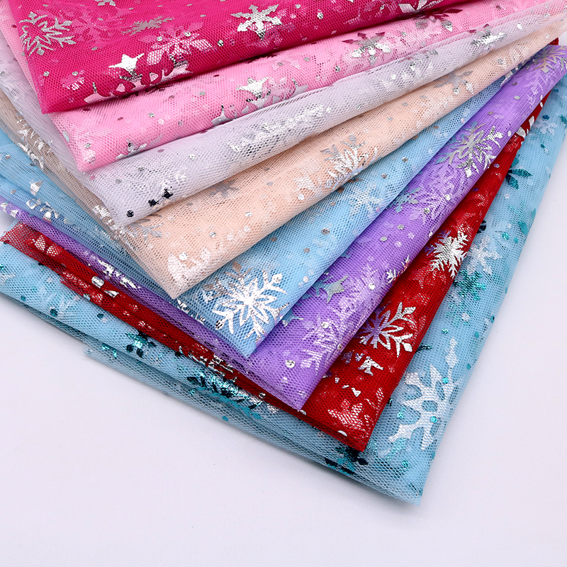 150 cm Largeur 1Mètre / Snowflake imprimé Polyester Mesh Tulle Fabric DIY Couture Tutu Anniversaire de fête de mariage