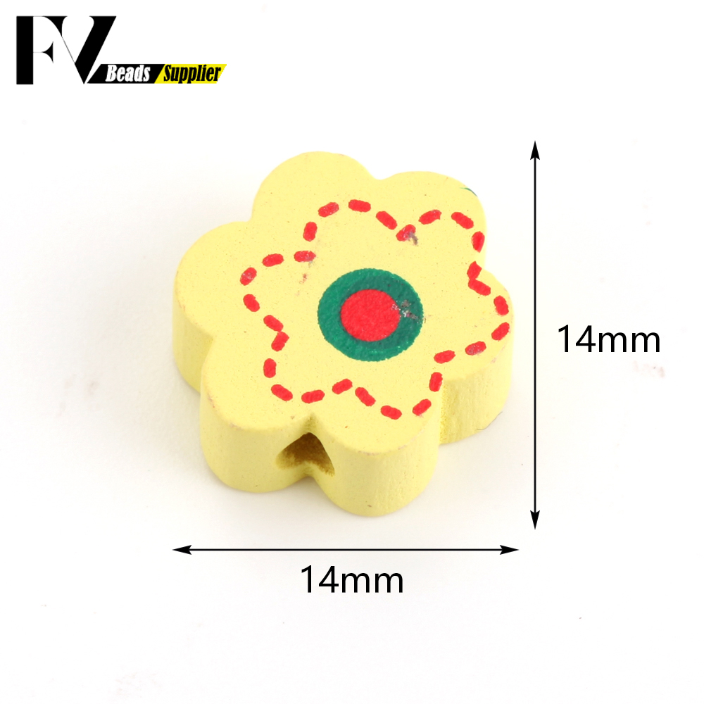14 mm naturalne drewniane koraliki kolorowy kwiat kształt luźne drewniane koraliki do biżuterii produkująca bransoletka akcesoria