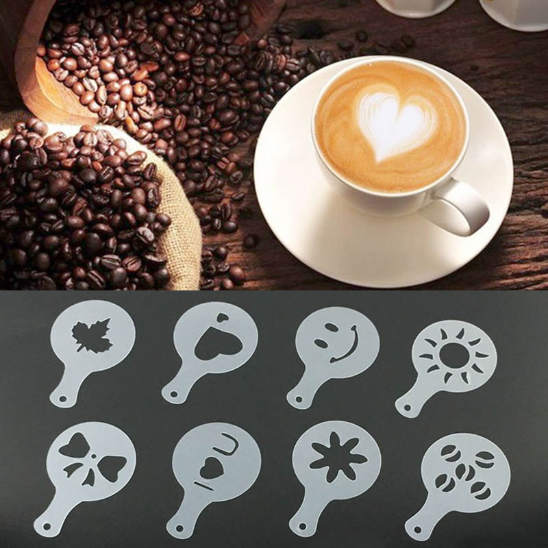 Coffee Foam Spray Template Kitchen Gadgets Barista Stencils Garland Mold Cafe Accessories Coffee Printing Flower Model