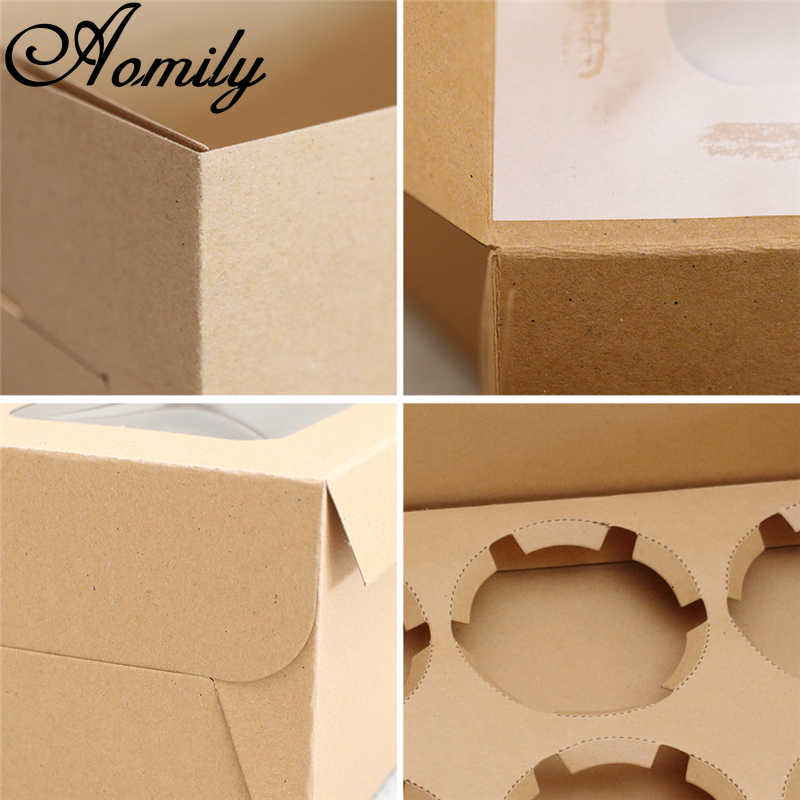 Amoliy 2/4/6/12 fori imballaggio cupcake box muffin scatola biscotto scatola da pasticcul
