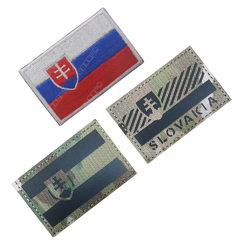 Slovak National Flag Infrared Patches Reflective Slovakia Embroidered Patch Military Tactical Armband Fabric Sticker Applique