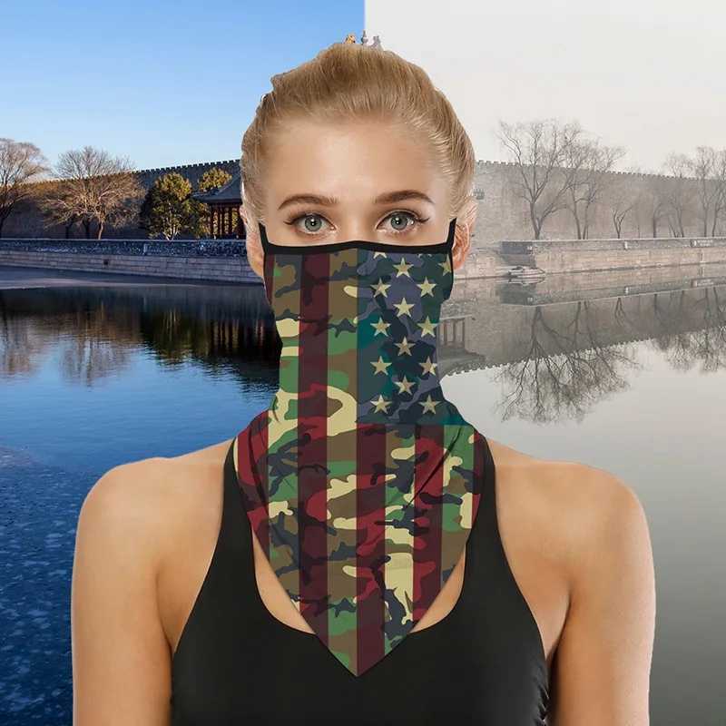 Fashion Face Masks Neck Gaiter American Blaclava Flag Imprimée Gaiters Moto-cycle cycliste Bandana Coton Masque en coton respirant Nouveau 24410