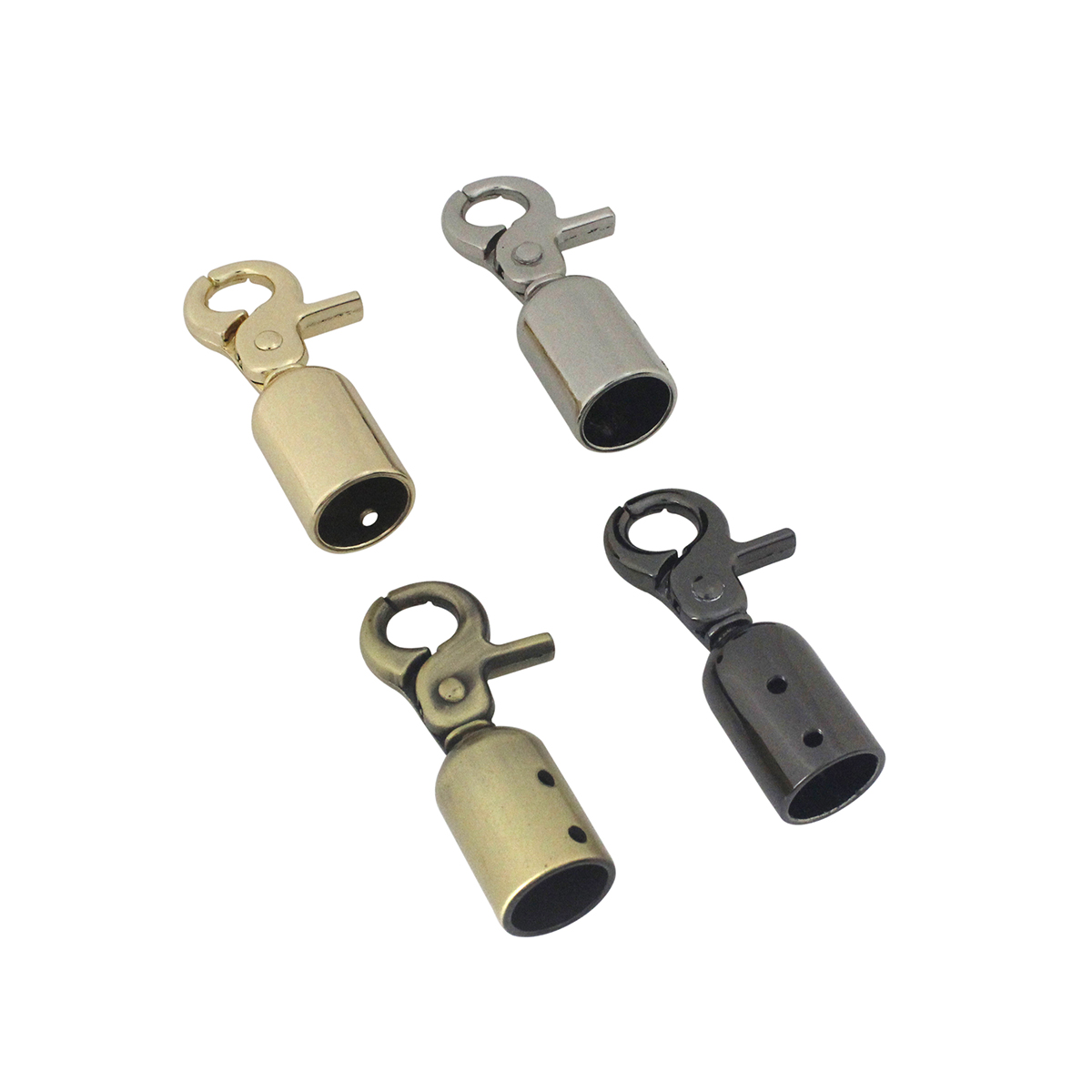 Metal Chain Leather Cord Crimps End Tip Caps Connectors Snap Hook Trigger Clasps Clips for Leather Craft Bag Strap Belt