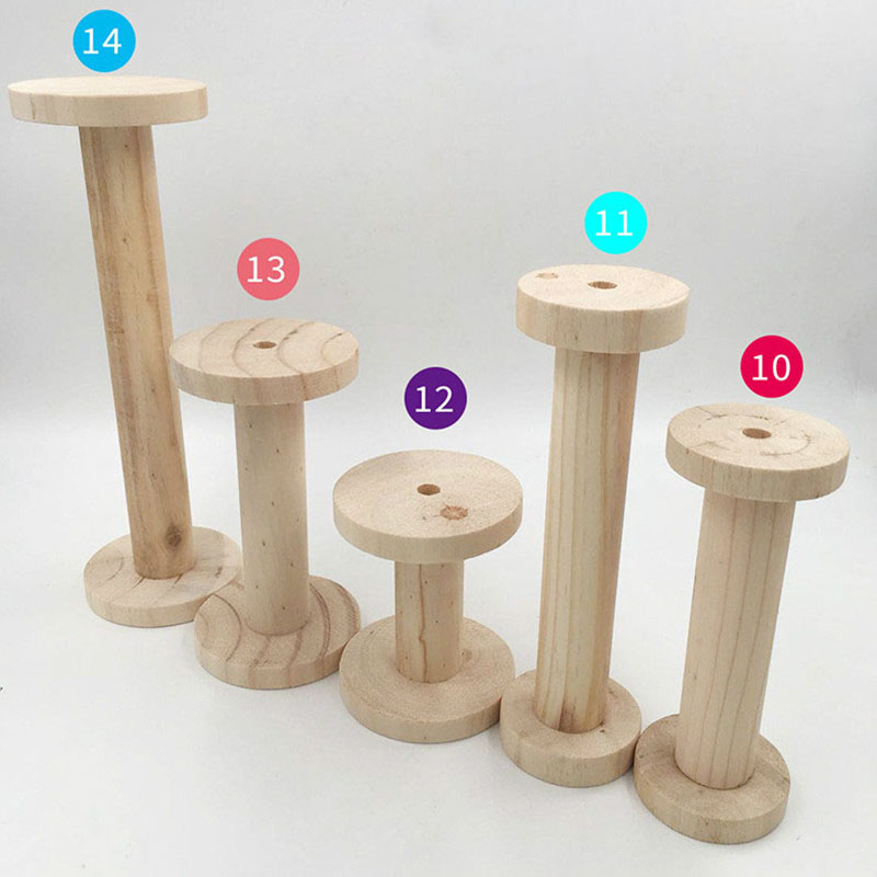 Empty Wooden Thread Spools Cylinder Wood Bobbins String Rolling Wire Reels Sewing Tools Organizer Needlework Craft Custom