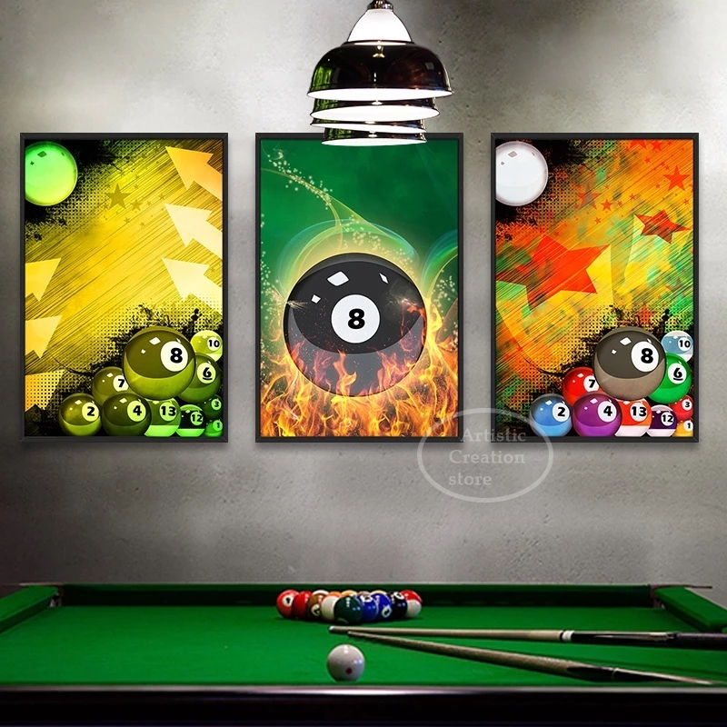Snooker Billiard Posters and Prints Watercolor Canvas Painting Snooker Oil Painting for Living Room Billiard Room Art Home Decor