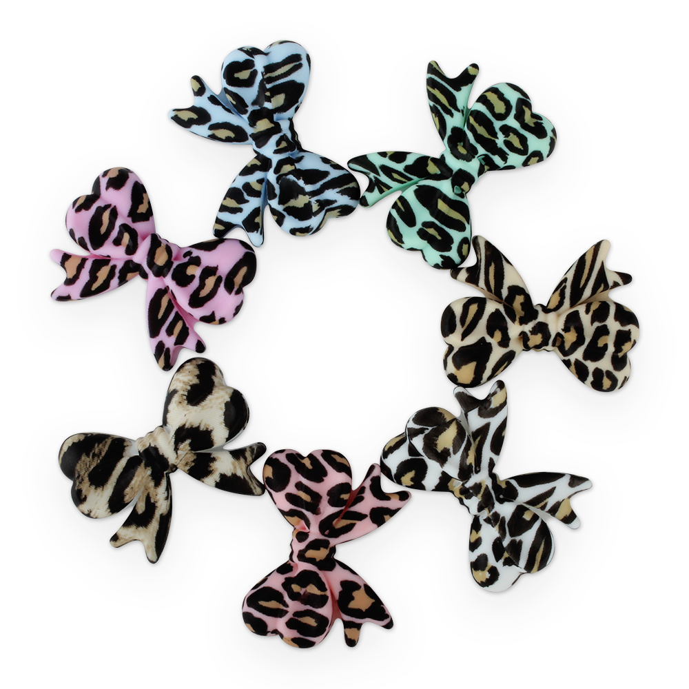 Leopard Print Silikonowe koraliki Bowknot Tie-Dye Mini Pearl DIY Jewelry Baby Smakier Łańcuch BPA Bezpłatny ząbek koralika