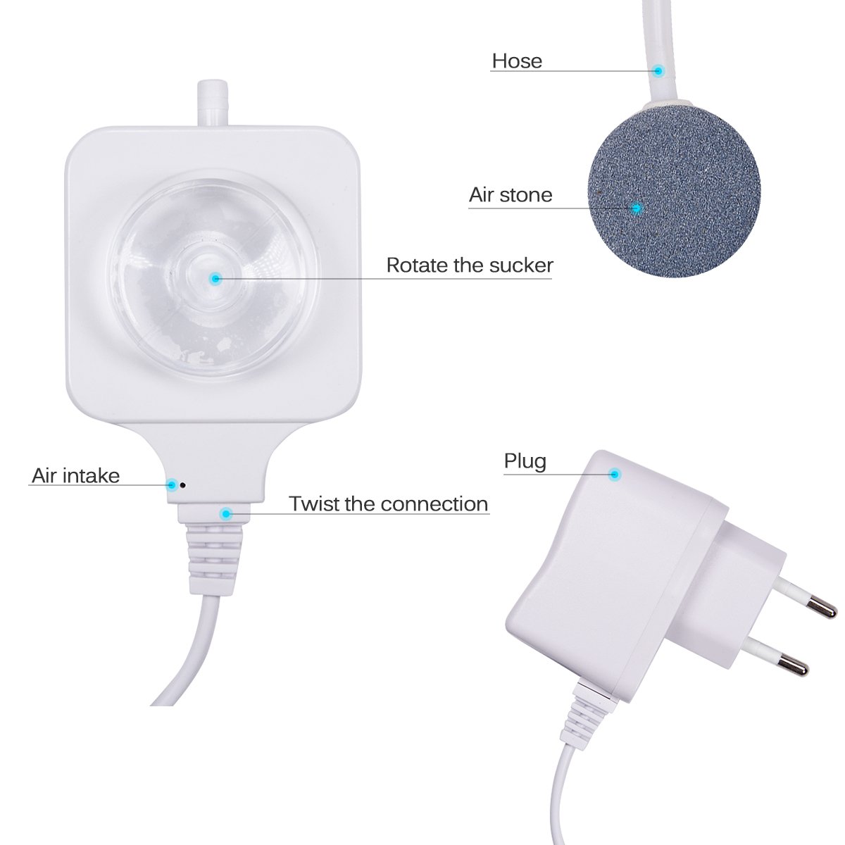 110V 220V 1.8W Ultra stille aquariumluchtpomp voor vissentank nano luchtcompressor met luchtstenen siliconenbuizen hydroponische pompen