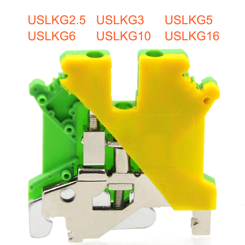 DIN Rail Vis à parts Borlocs USLKG2.5 ~ 16 Bornier Connecteur de fil électrique Earth Morsettiera Cable 14 ~ 6AWG 2,5 ~ 16 mm2