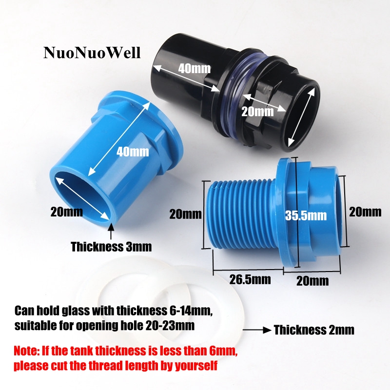 20mm PVC Pipe Connectors Aquarium Fish Tank Inlet Outlet Foges Aquatic Pet Water Tank Supply Drainpipe Socket UPVC Joint