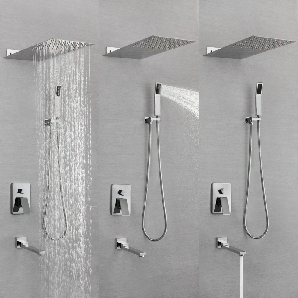 Système de douche de salle de bain skowll Moup de pointe piste de douche avec poignée, chrome poli sk-7619